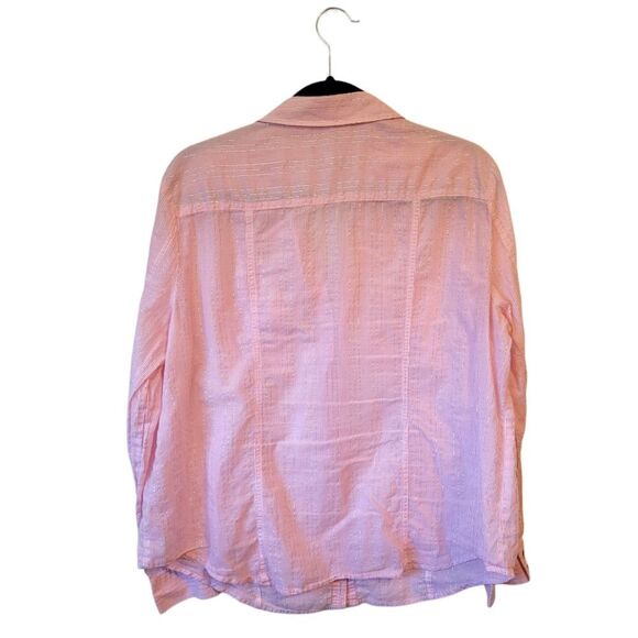 Chico's Women's Light Pink Metallic Stripe Button Down Shirt Size 3/XL - Picture 2 of 5